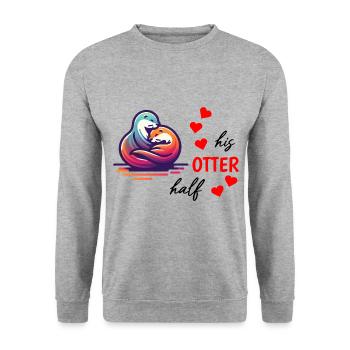 Otter half liebe geschenk - Unisex Pullover - Weißgrau meliert - Vorne - Alina (178cm) & Michal (187cm)