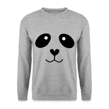Pandagesicht Panda Kinder Geburtstag Geschenk - Unisex Pullover - Weißgrau meliert - Vorne - Alina (178cm) & Michal (187cm)