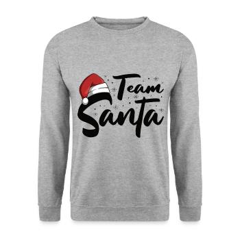 Team Santa Weihnachtsmann Weihnachten Christmas - Unisex Pullover - Weißgrau meliert - Vorne - Alina (178cm) & Michal (187cm)