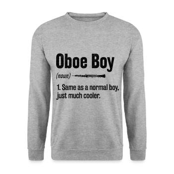 Oboe Boy Oboe Basoonist Marching Band Instrument B - Unisex Sweatshirt - salt & pepper - Front - Alina (178cm) & Michal (187cm)