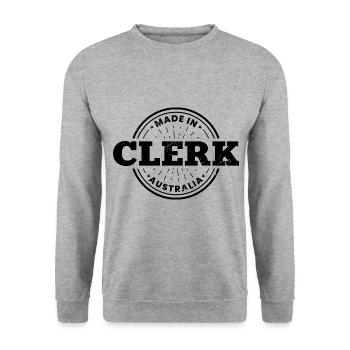 Retro Graphic Bank Clerk Bookkeeper Bank Employee - Unisex Pullover - Weißgrau meliert - Vorne - Alina (178cm) & Michal (187cm)