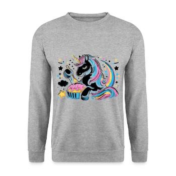 Unicorn Cupcake Heart Baker Baking Bake Cupcakes - Unisex Sweatshirt - salt & pepper - Front - Alina (178cm) & Michal (187cm)