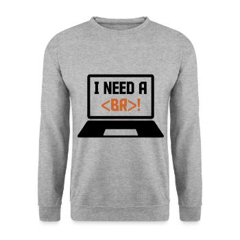 I Need A Break Coding Programming Computer Scienti - Unisex Pullover - Weißgrau meliert - Vorne - Alina (178cm) & Michal (187cm)