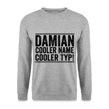 Vorname Damian - Unisex Pullover - Weißgrau meliert - Vorne - Alina (178cm) & Michal (187cm)