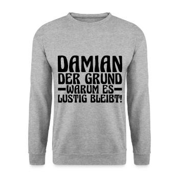 Prénom Damian - Sweat-shirt Unisexe - gris chiné - Devant - Alina (178cm) & Michal (187cm)
