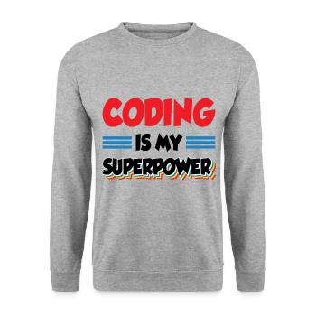 Coding Is My Superpower Programming Coder Computer - Unisex Pullover - Weißgrau meliert - Vorne - Alina (178cm) & Michal (187cm)