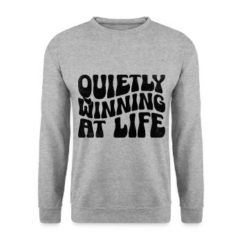 Quietly Winning At Life Sayings For Introverts - Unisex Sweatshirt - salt & pepper - Front - Alina (178cm) & Michal (187cm)