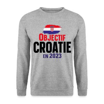 Croatie 2023 Croate Europe Cadeau Pays Humour - Sweat-shirt Unisexe - gris chiné - Devant - Alina (178cm) & Michal (187cm)