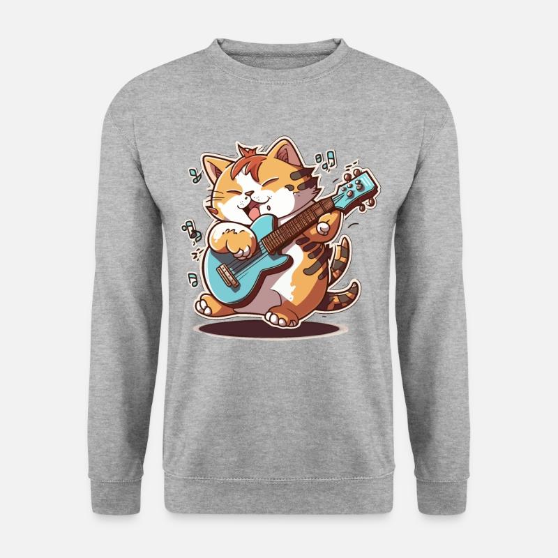 Katzen-Fretwork - Unisex Pullover - Weißgrau meliert