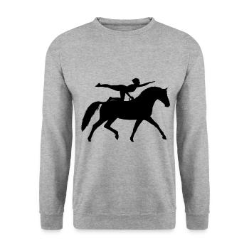 Voltigier Pferde Pferdesport Voltigieren - Unisex Pullover - Weißgrau meliert - Vorne - Alina (178cm) & Michal (187cm)