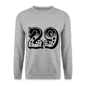 29 - Zahl - Nummer - Unisex Pullover - Weißgrau meliert - Vorne - Alina (178cm) & Michal (187cm)