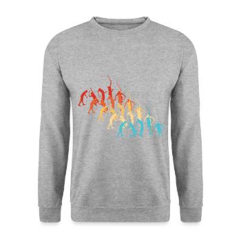 Tennis Damen Herren Tennis spielen Tennisspielen - Unisex Pullover - Weißgrau meliert - Vorne - Alina (178cm) & Michal (187cm)