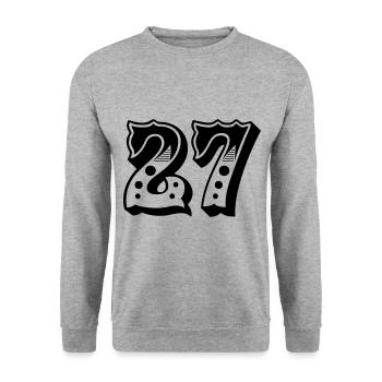 27 - Zahl - Nummer - Unisex Pullover - Weißgrau meliert - Vorne - Alina (178cm) & Michal (187cm)