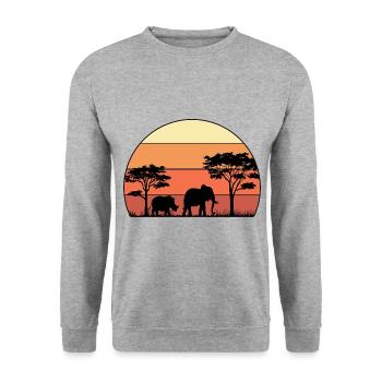Retro Graphic Animal Keeper Zoo Keeper Animal Love - Unisex Pullover - Weißgrau meliert - Vorne - Alina (178cm) & Michal (187cm)