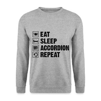 Eat Sleep Accordion Repeat Accordionist Musician - Unisex Sweatshirt - salt & pepper - Front - Alina (178cm) & Michal (187cm)