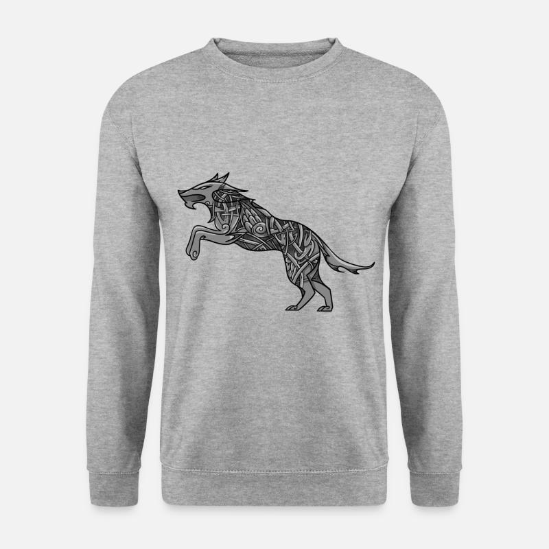 Wolf Runen Keltischer Knoten Ornament Tattoo - Unisex Pullover - Weißgrau meliert