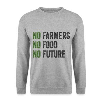 No Farmers - No Food - No Future - Bauer Landwirt - Unisex Pullover - Weißgrau meliert - Vorne - Alina (178cm) & Michal (187cm)
