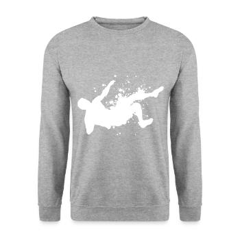 Climber Climbing Damen Boulder Bouldering - Unisex Pullover - Weißgrau meliert - Vorne - Alina (178cm) & Michal (187cm)