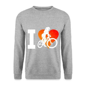 MTB Radfahrer Radfahren Radsport Damen Herren - Unisex Pullover - Weißgrau meliert - Vorne - Alina (178cm) & Michal (187cm)