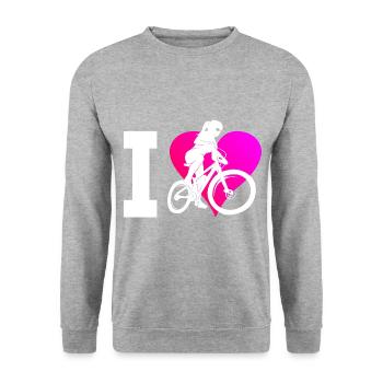 VTT Cyclisme Femmes Vététistes - Sweat-shirt Unisexe - gris chiné - Devant - Alina (178cm) & Michal (187cm)