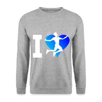 Badminton player Badminton men Squash Badminton - Unisex Sweatshirt - salt & pepper - Front - Alina (178cm) & Michal (187cm)