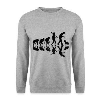 Evolution Bouledogue Français Frenchie Dog Lover Bulldo - Sweat-shirt Unisexe - gris chiné - Devant - Alina (178cm) & Michal (187cm)
