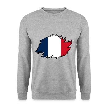 Franzosen Französisch Frankreich - Unisex Pullover - Weißgrau meliert - Vorne - Alina (178cm) & Michal (187cm)