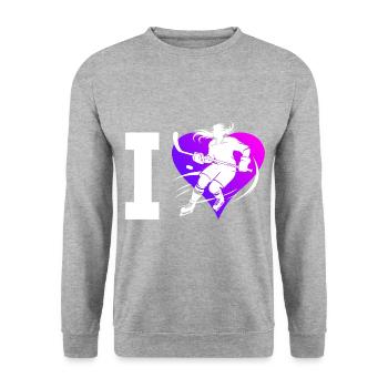Eishockey Spieler Eishockey Herren Eishockeyspiele - Unisex Pullover - Weißgrau meliert - Vorne - Alina (178cm) & Michal (187cm)