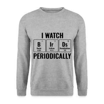 J’observe les oiseaux périodiquement Ornithologue - Sweat-shirt Unisexe - gris chiné - Devant - Alina (178cm) & Michal (187cm)