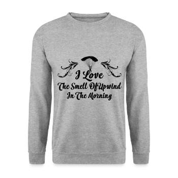 I Love The Smell Of Upwind In The Morning Paraglid - Unisex Pullover - Weißgrau meliert - Vorne - Alina (178cm) & Michal (187cm)