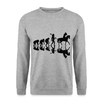Photographie de cheval Équitation Evolution Photo - Sweat-shirt Unisexe - gris chiné - Devant - Alina (178cm) & Michal (187cm)