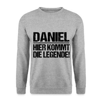 Prénom Daniel - Sweat-shirt Unisexe - gris chiné - Devant - Alina (178cm) & Michal (187cm)
