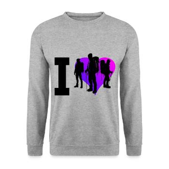 Herren Damen Klettern Kletterer Bouldering - Unisex Pullover - Weißgrau meliert - Vorne - Alina (178cm) & Michal (187cm)