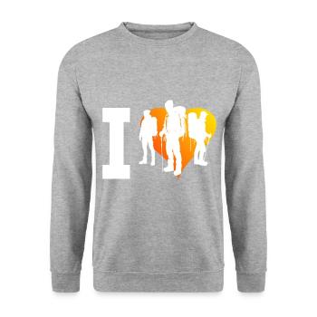 Escalade Femmes Grimpeuse Escalade de bloc - Sweat-shirt Unisexe - gris chiné - Devant - Alina (178cm) & Michal (187cm)