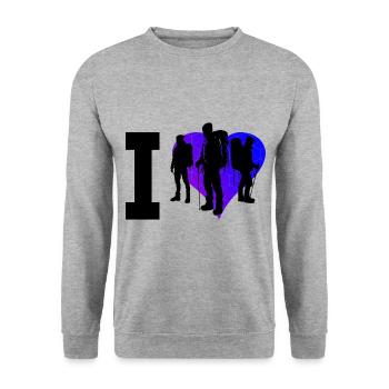 Climbing Bouldern Damen Herren Kletterer - Unisex Pullover - Weißgrau meliert - Vorne - Alina (178cm) & Michal (187cm)