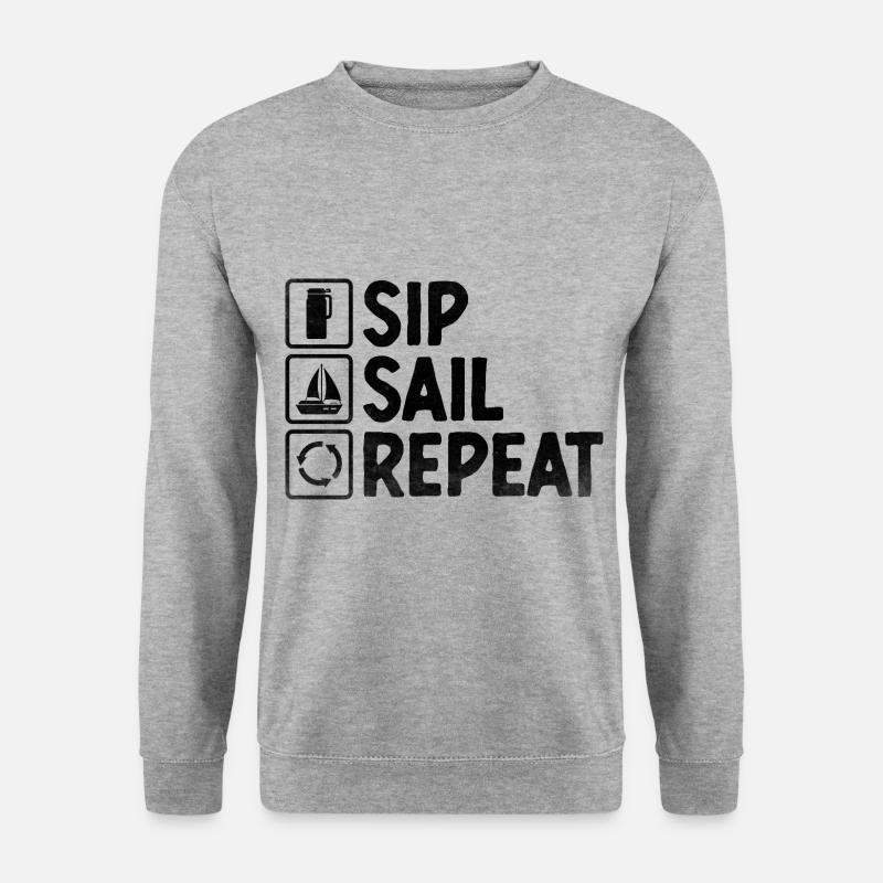 Sip Sail Repeat Paddelboot - Unisex Pullover - Weißgrau meliert