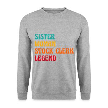 Sister Woman Stock Clerk Legend Finance Bookkeepin - Unisex Pullover - Weißgrau meliert - Vorne - Alina (178cm) & Michal (187cm)