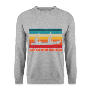 Just Go With The Flow Rowing Rower Kayaking Canoe - Unisex Pullover - Weißgrau meliert - Vorne - Alina (178cm) & Michal (187cm)
