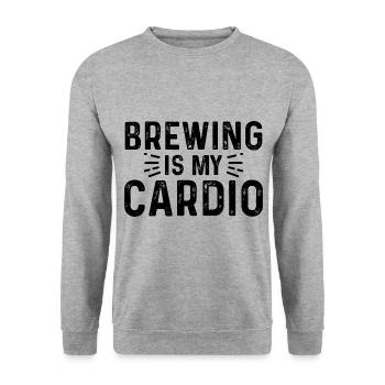 Brewing Is My Cardio Homebrewing Craftbeer Brewery - Unisex Pullover - Weißgrau meliert - Vorne - Alina (178cm) & Michal (187cm)