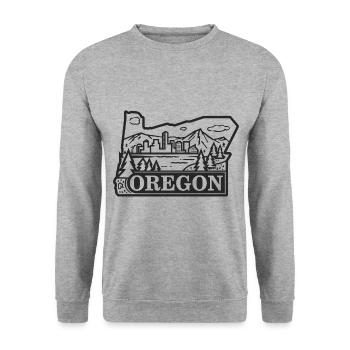 Oregon Portland Amerika Bundesstaat für Oregon - Unisex Pullover - Weißgrau meliert - Vorne - Alina (178cm) & Michal (187cm)