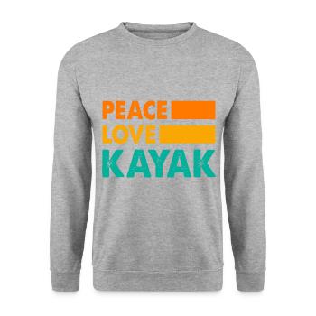 Peace Love Kayak Canoe Kayaking Rower Rowing Paddl - Unisex Pullover - Weißgrau meliert - Vorne - Alina (178cm) & Michal (187cm)