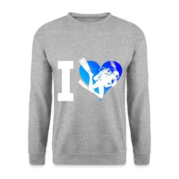 Scuba Tauchen Free Dive Diving Tauchen - Unisex Sweatshirt - salt & pepper - Front - Alina (178cm) & Michal (187cm)