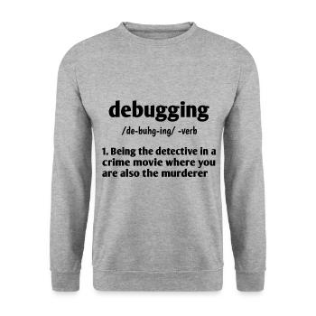 Debugging Noun Definition Coder Programmer Compute - Unisex Pullover - Weißgrau meliert - Vorne - Alina (178cm) & Michal (187cm)