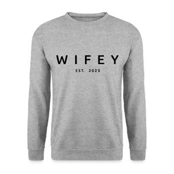 2023 Verlobung Brautdusche Hochzeit - Unisex Pullover - Weißgrau meliert - Vorne - Alina (178cm) & Michal (187cm)