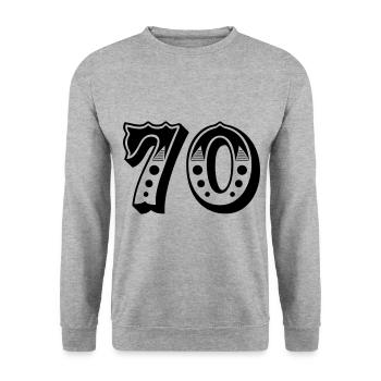70 - Zahl - Nummer - Unisex Pullover - Weißgrau meliert - Vorne - Alina (178cm) & Michal (187cm)