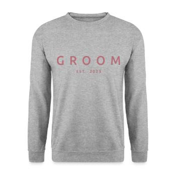 Groom Est. 2023 Engagement Gift Groom's Wedding - Unisex Sweatshirt - salt & pepper - Front - Alina (178cm) & Michal (187cm)