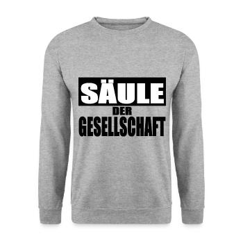 Säule der Gesellschaft Shirt Tasse Lustige Sprüche - Unisex Pullover - Weißgrau meliert - Vorne - Alina (178cm) & Michal (187cm)