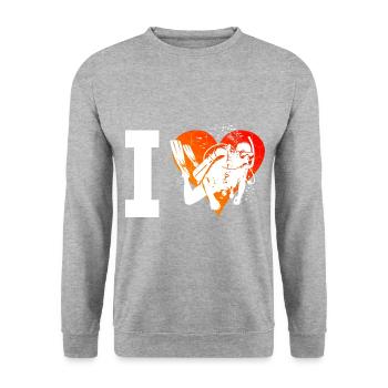 Free Dive Diving Tauchen Diver Scuba Diver - Unisex Pullover - Weißgrau meliert - Vorne - Alina (178cm) & Michal (187cm)
