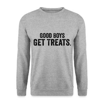 Good Boys Get Treats | Funny - Sweat-shirt Unisexe - gris chiné - Devant - Alina (178cm) & Michal (187cm)