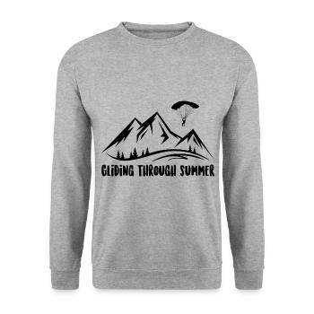 Gliding Through Summer Parachute Paragliding Parag - Unisex Pullover - Weißgrau meliert - Vorne - Alina (178cm) & Michal (187cm)